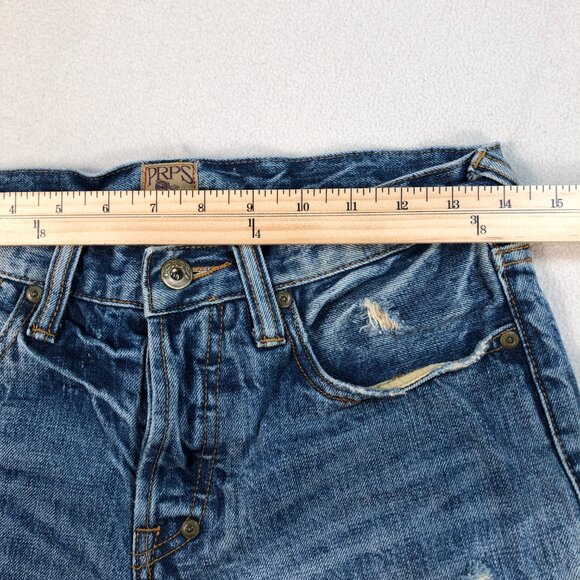 PRPS Jeans Men's 28x28 Blue Demon Distressed‎ Button Fly Straight Japanese Denim - Picture 6 of 16